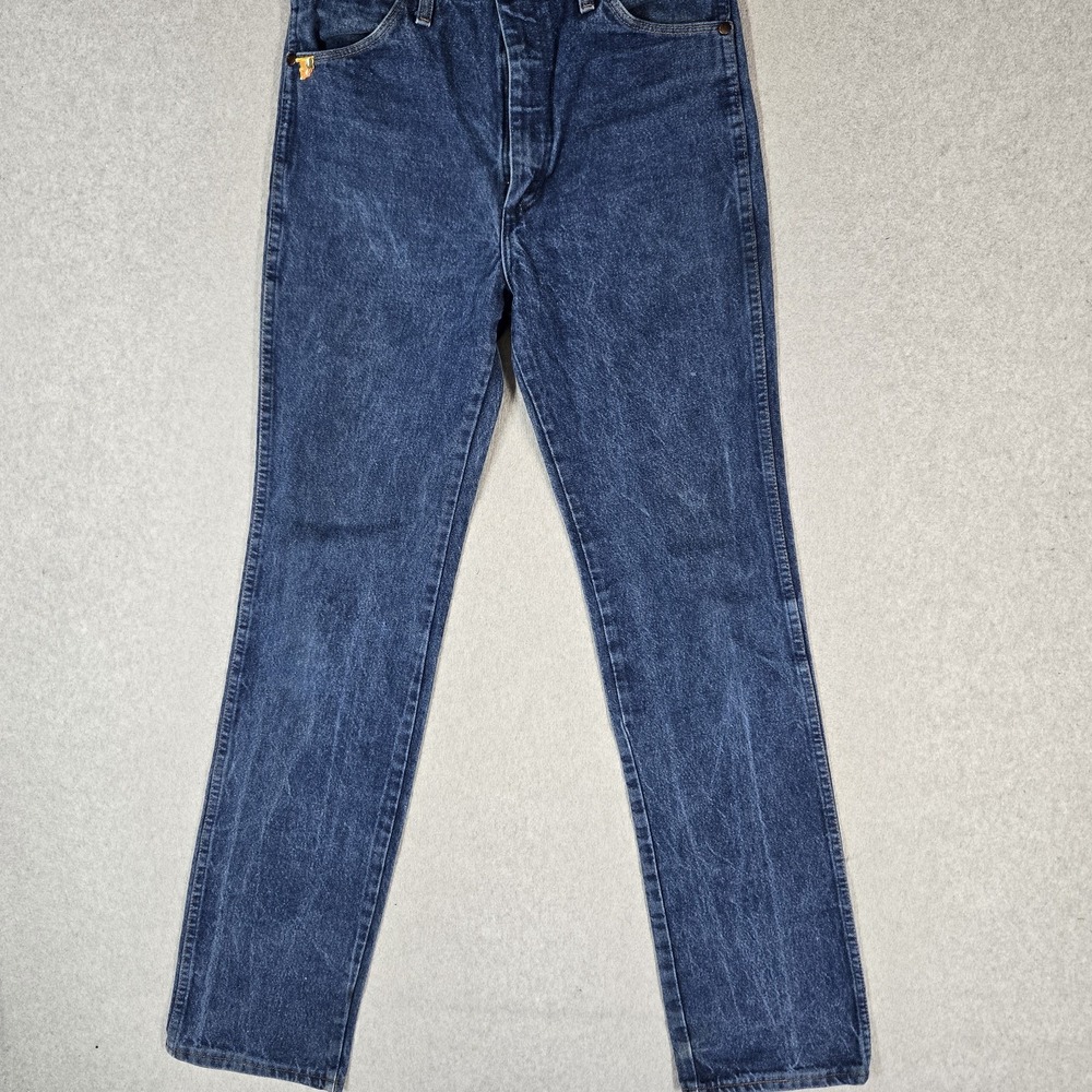 Wrangler Men Jeans 32X36 Blue Denim Cowboy Cut Tapered Slim Heavyweight 34"